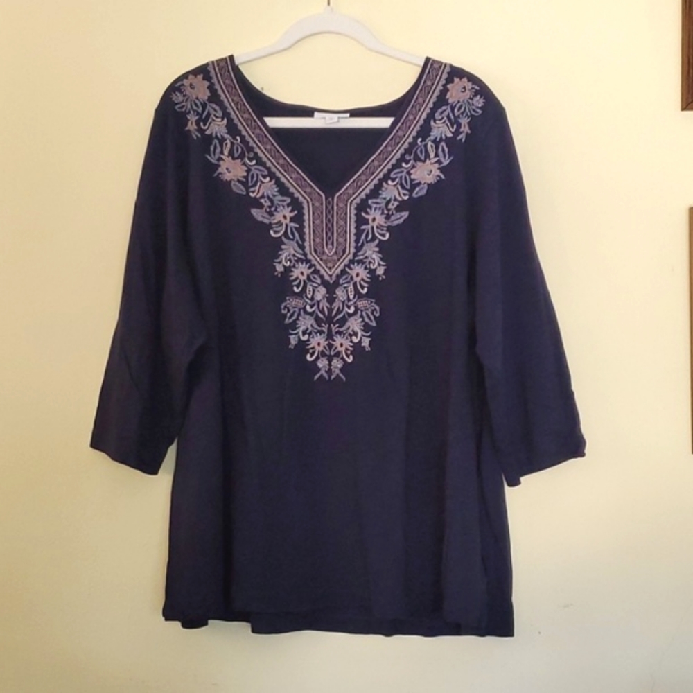 J. Jill Embroidered Neckline Knit Tunic 3x
